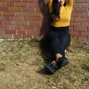 PRINCESS HIGHWAY mustard cropped 3/4 sleeve knit